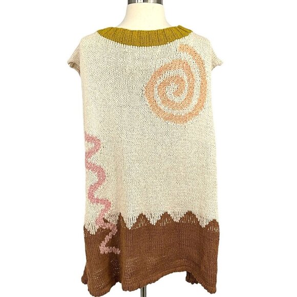 Story Mfg Party Vest Peace Trip Size XL Sleeveless Sweater V Neck Multicolor - Picture 4 of 8